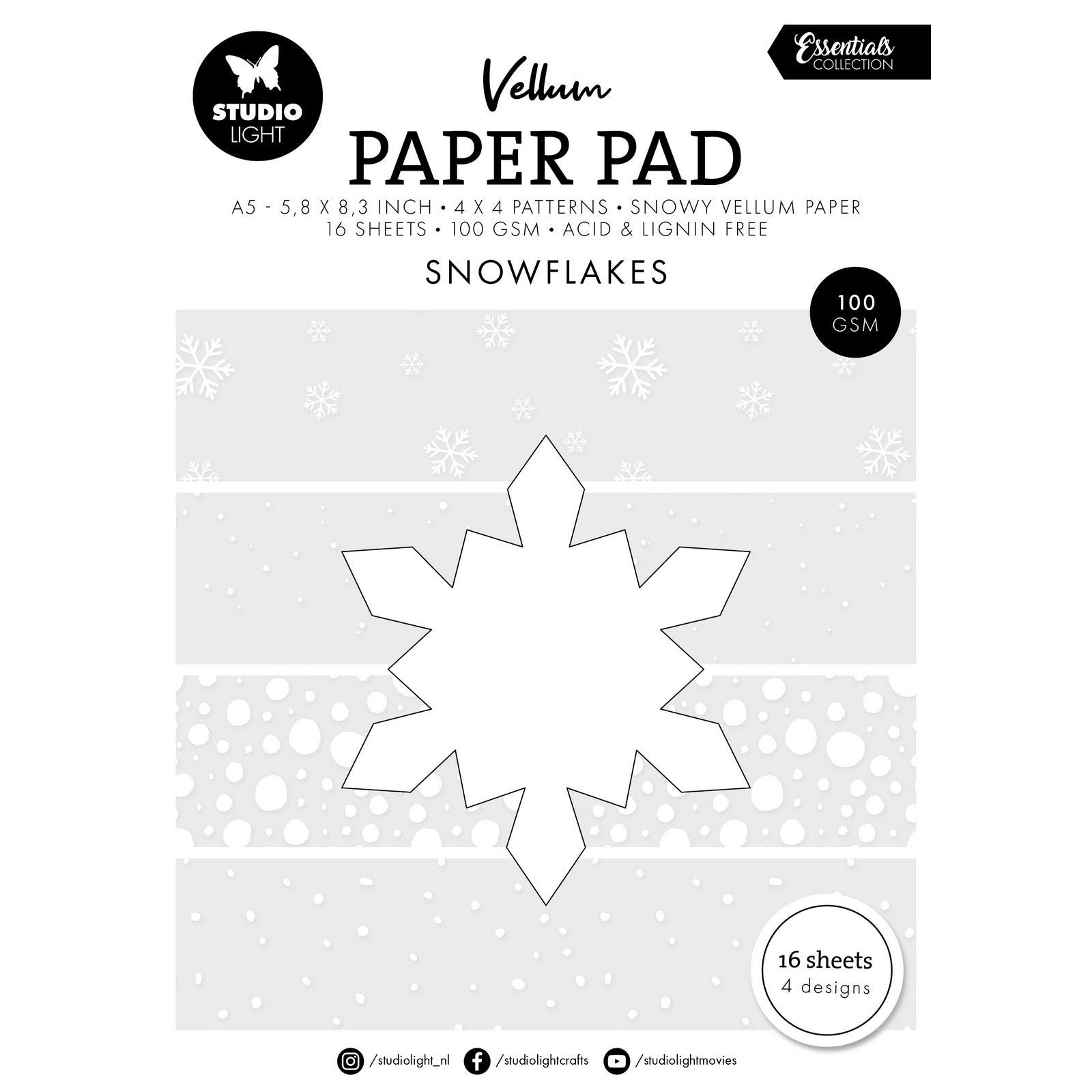 Studio light • essentials vellum paper pad snowflakes