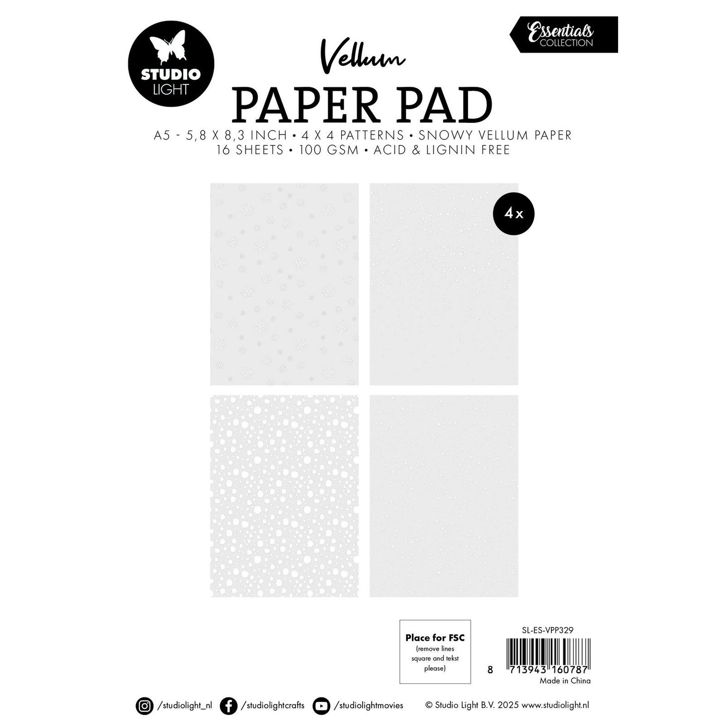 Studio light • essentials vellum paper pad snowflakes