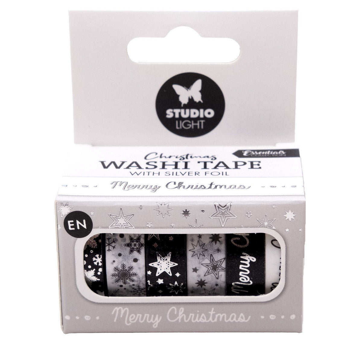 Studio light • essentials washi tape black white english silver