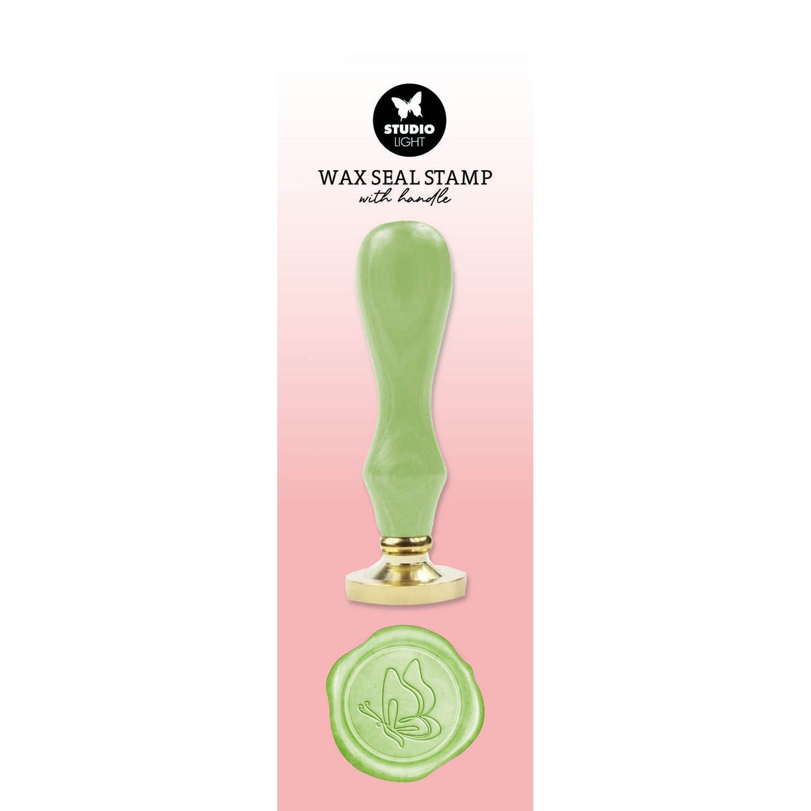 Studio light • essentials tools wax stamp with handle green butterfly
