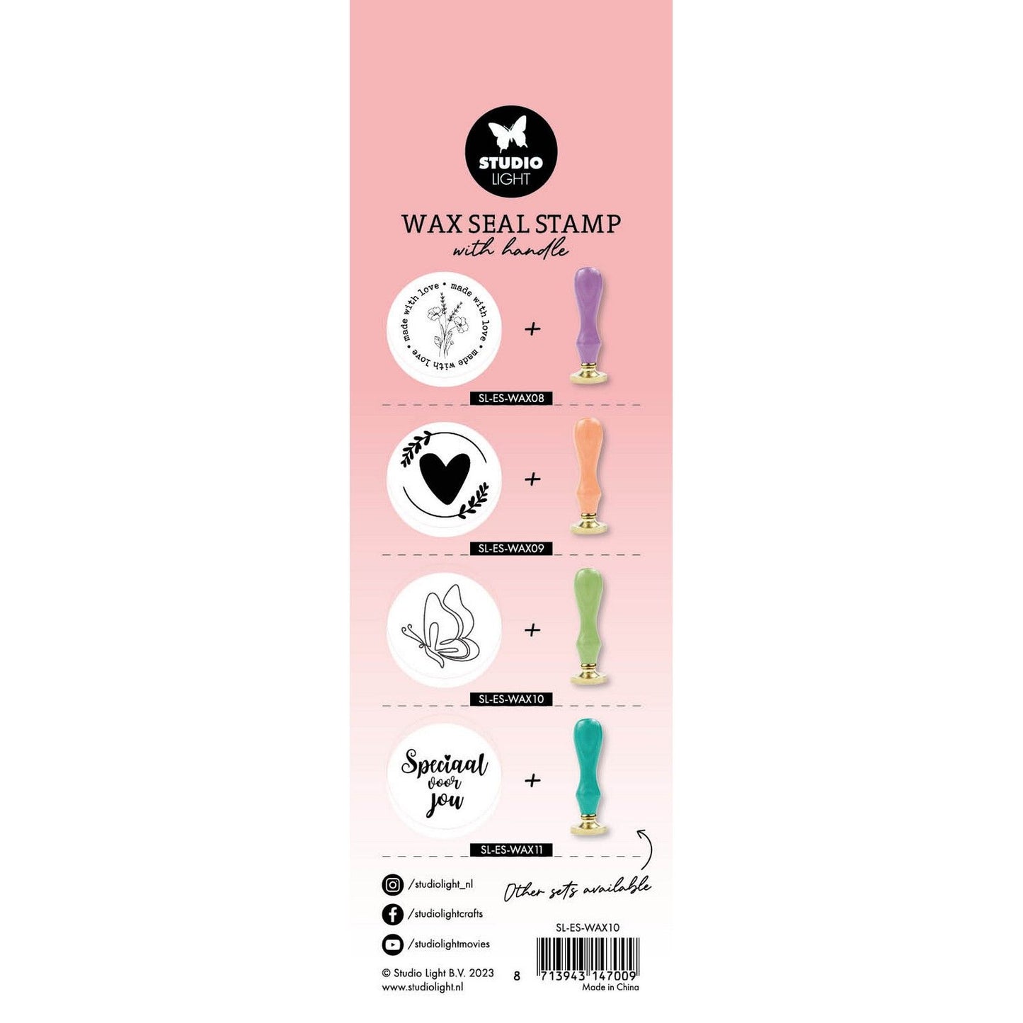 Studio light • essentials tools wax stamp with handle green butterfly