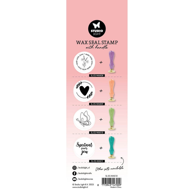 Studio light • essentials tools wax stamp with handle green butterfly