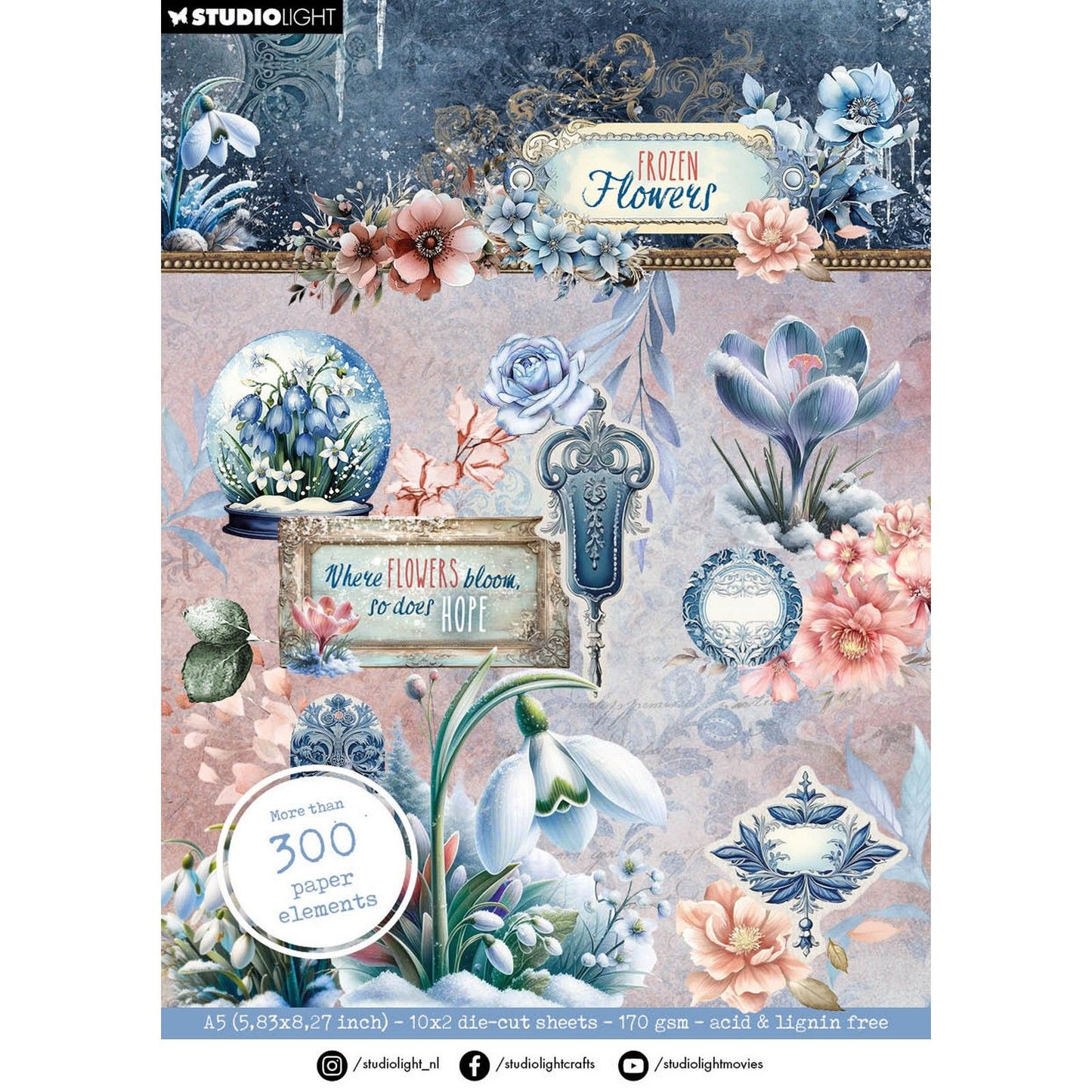 Studio light • frozen flowers die-cut paper pad paper elements