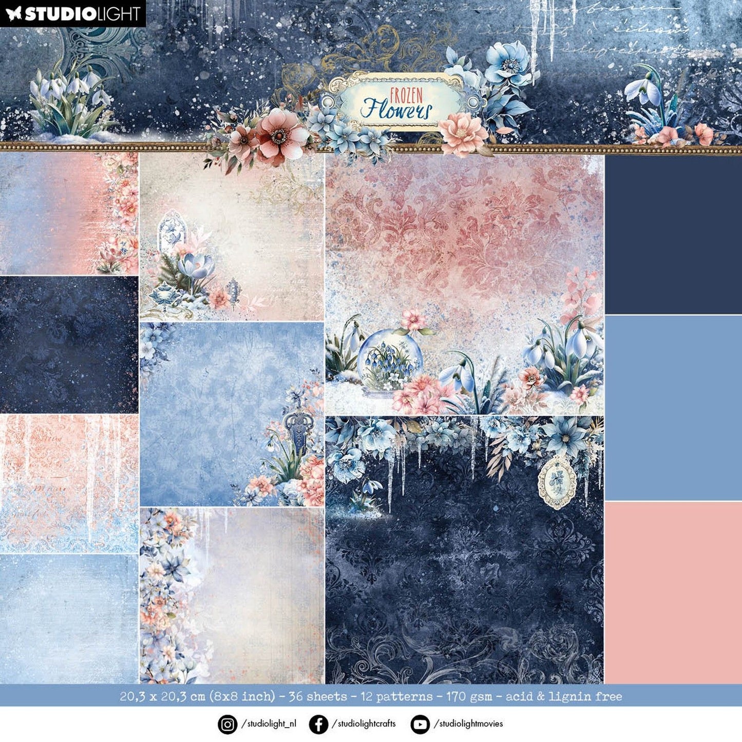 Studio light • frozen flowers paper pad backgrounds