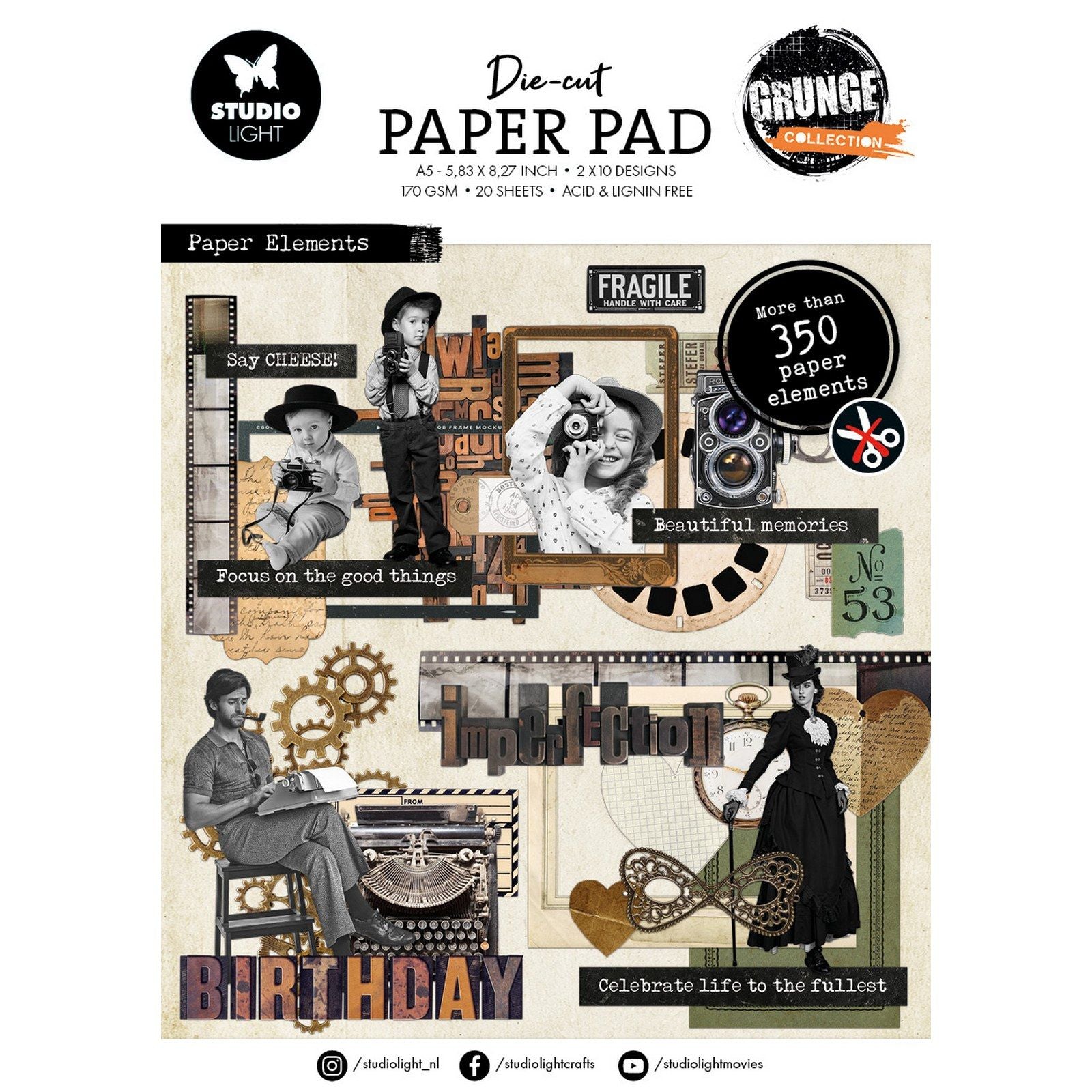 Studio light • grunge collection design paper pad paper elements