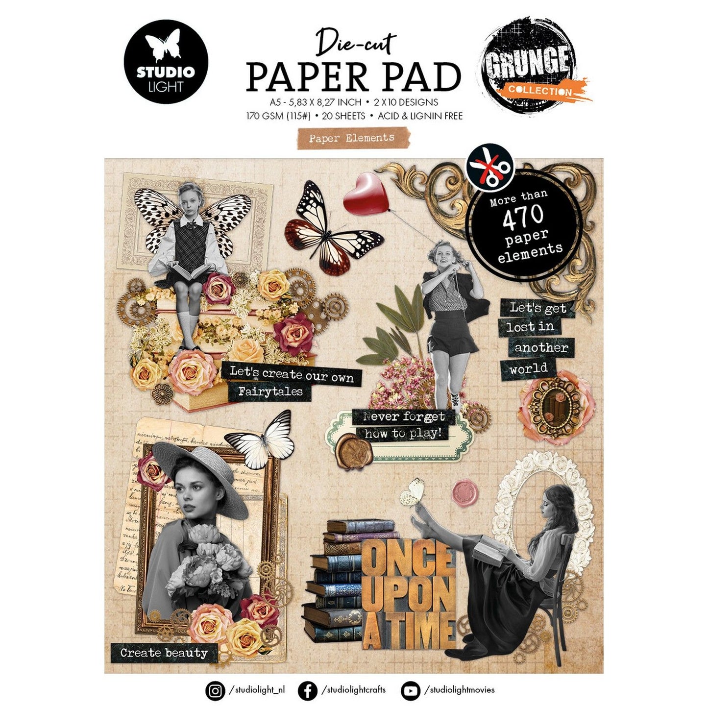 Studio light • grunge collection die-cut paper pad paper elements
