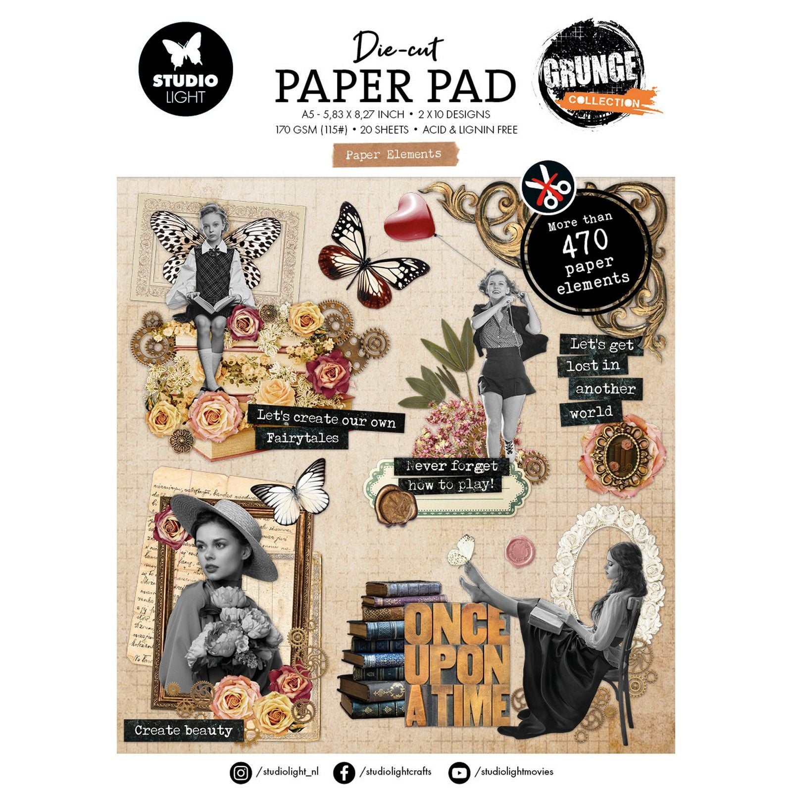 Studio light • grunge collection die-cut paper pad paper elements