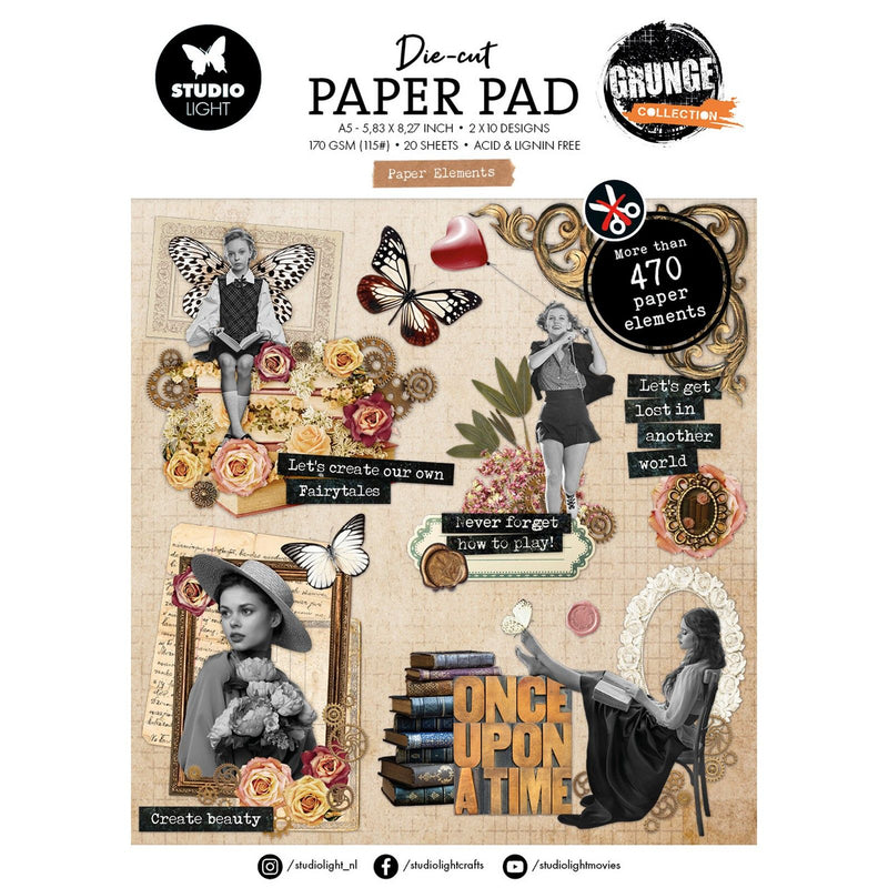 Studio light • grunge collection die-cut paper pad paper elements