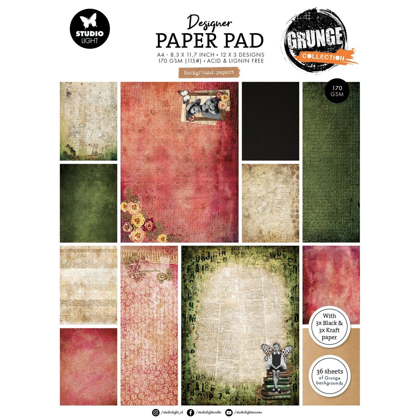Studio light • grunge collection designer paper pad background papers