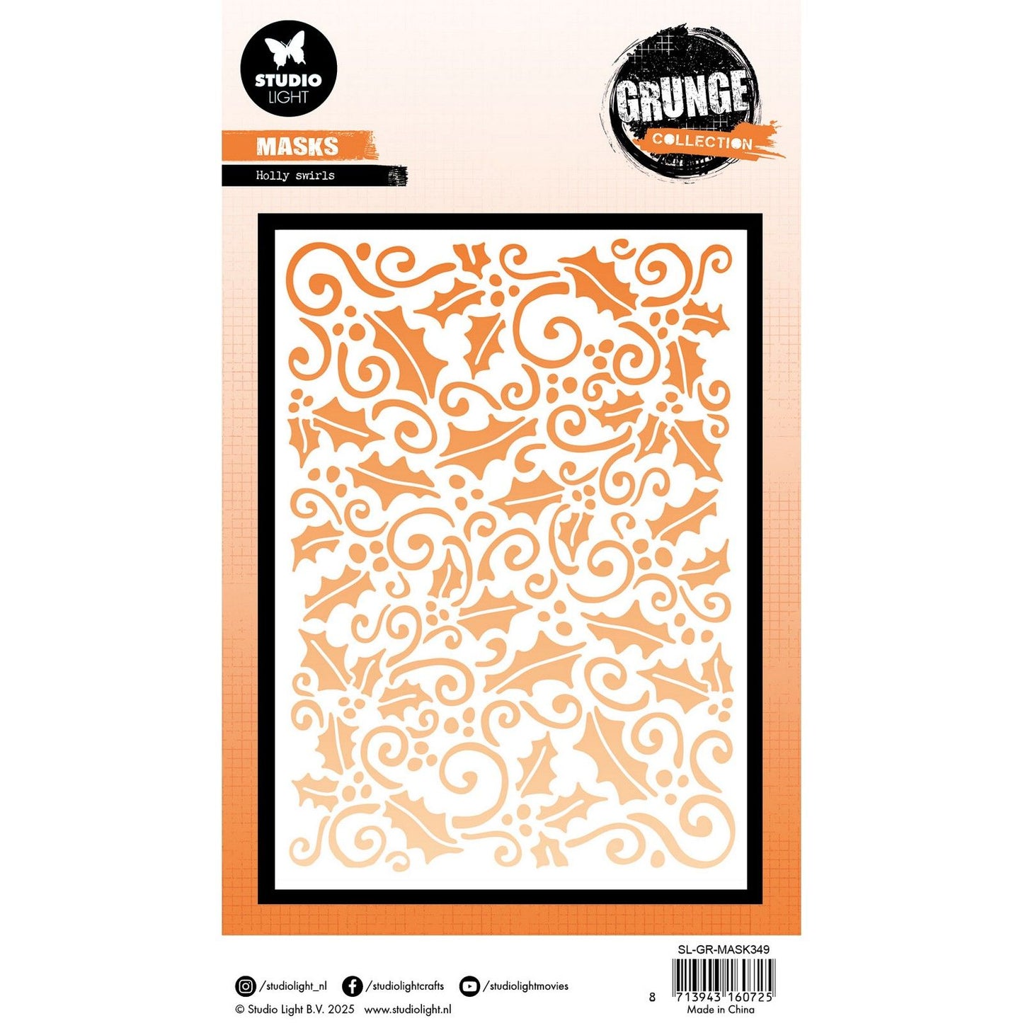 Studio light • grunge collection mask stencil holly swirl