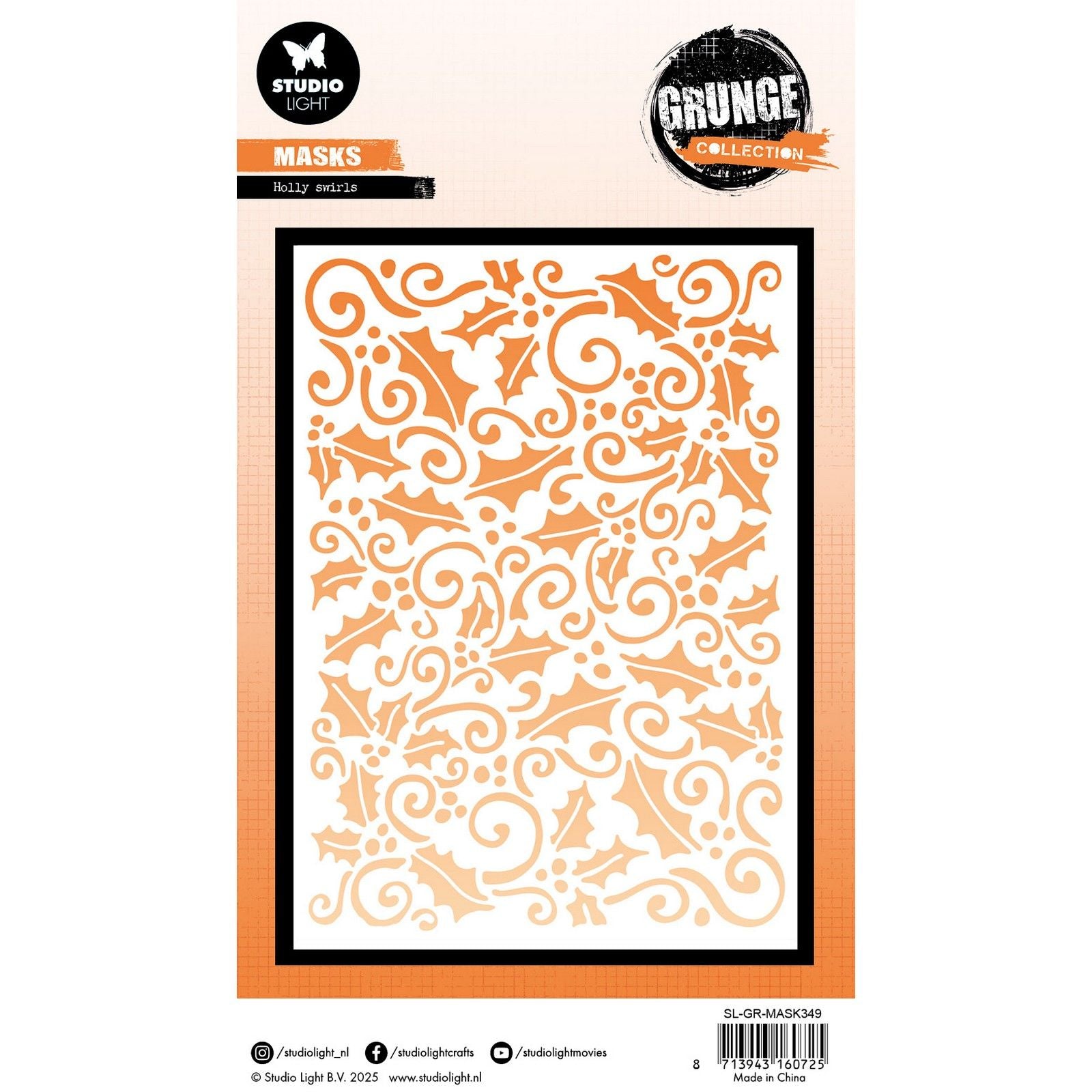 Studio light • grunge collection mask stencil holly swirl