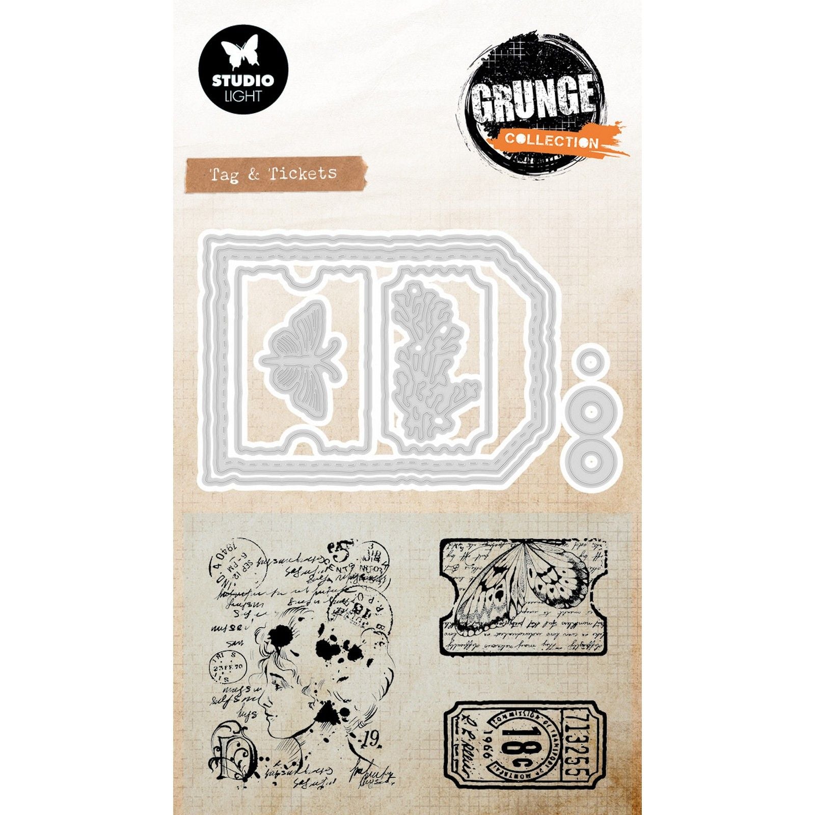 Studio light • grunge collection stamp cutting dies tag tickets