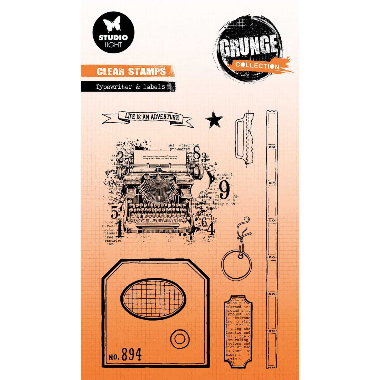 Studio light • grunge collection clear stamp typewriter labels