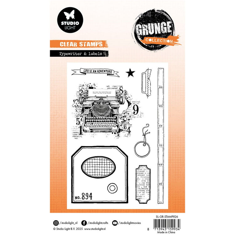 Studio light • grunge collection clear stamp typewriter labels