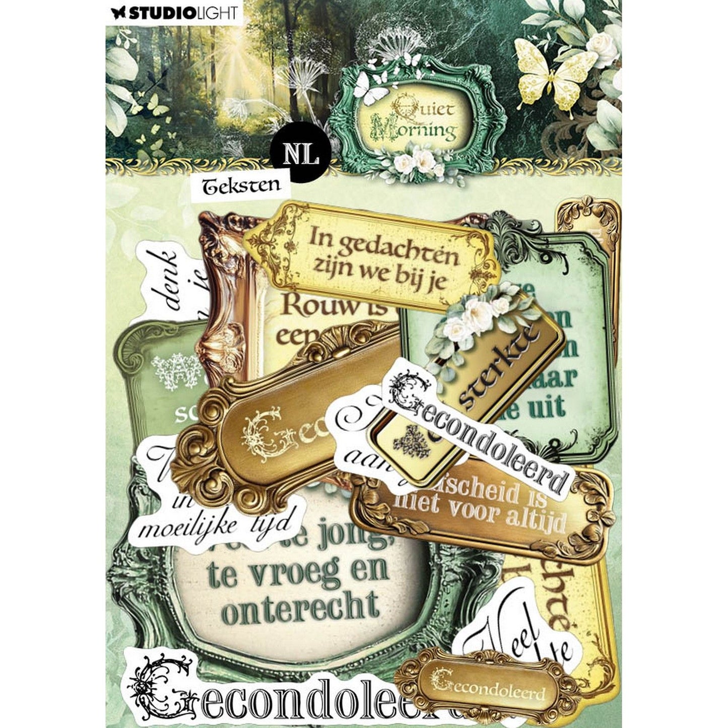 Studio light • paper elements teksten - nl quiet morning 105x148x5mm 24 pieces