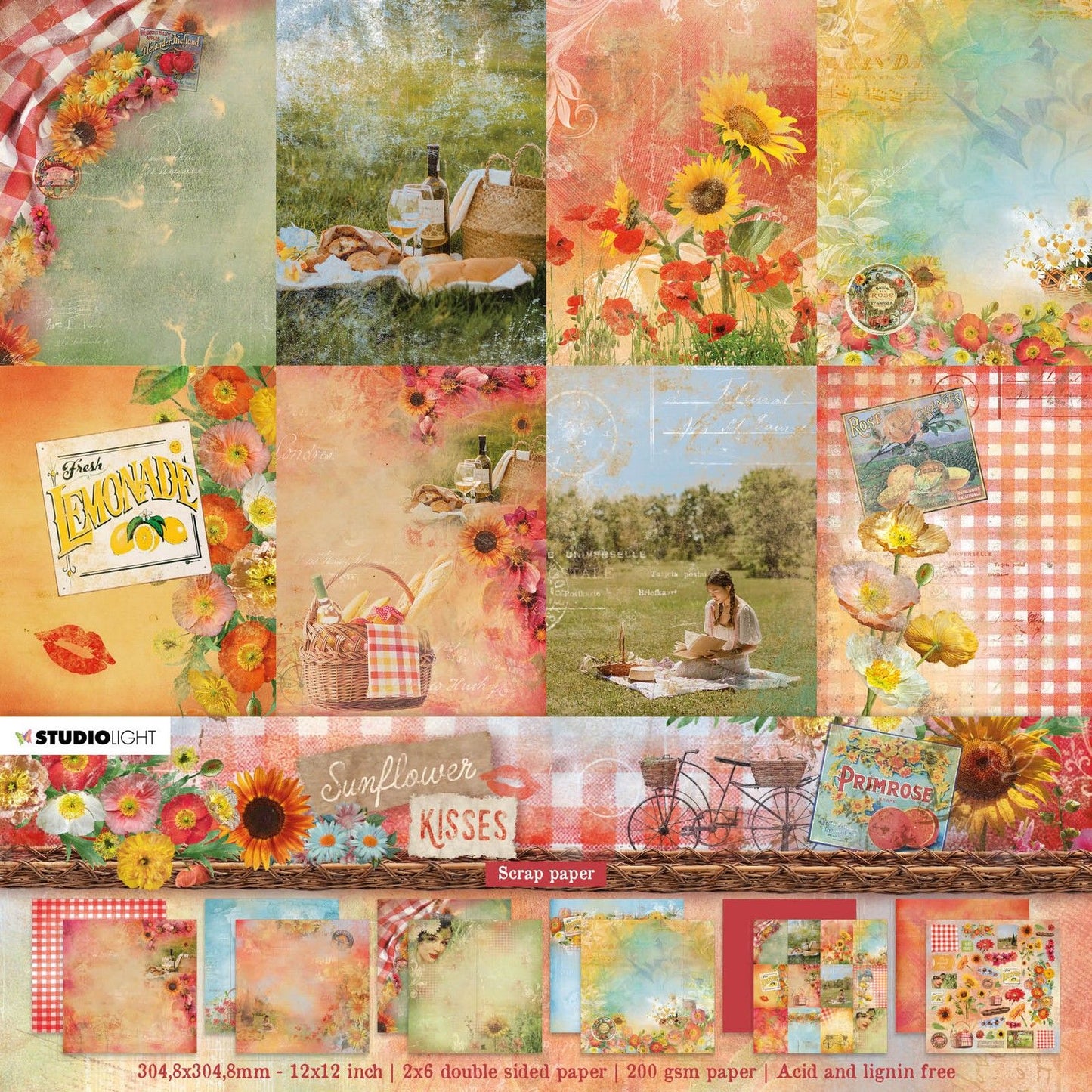 Studio light • sunflower kisses paper set backgrounds elements