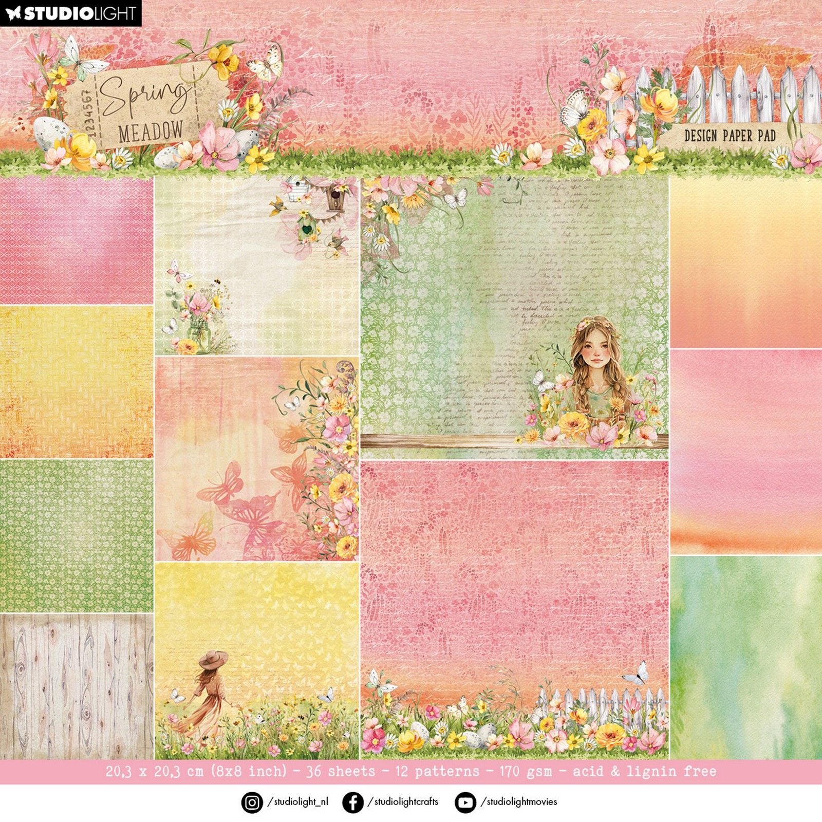 Studio light • spring meadow designer paper pad backgroundpaper