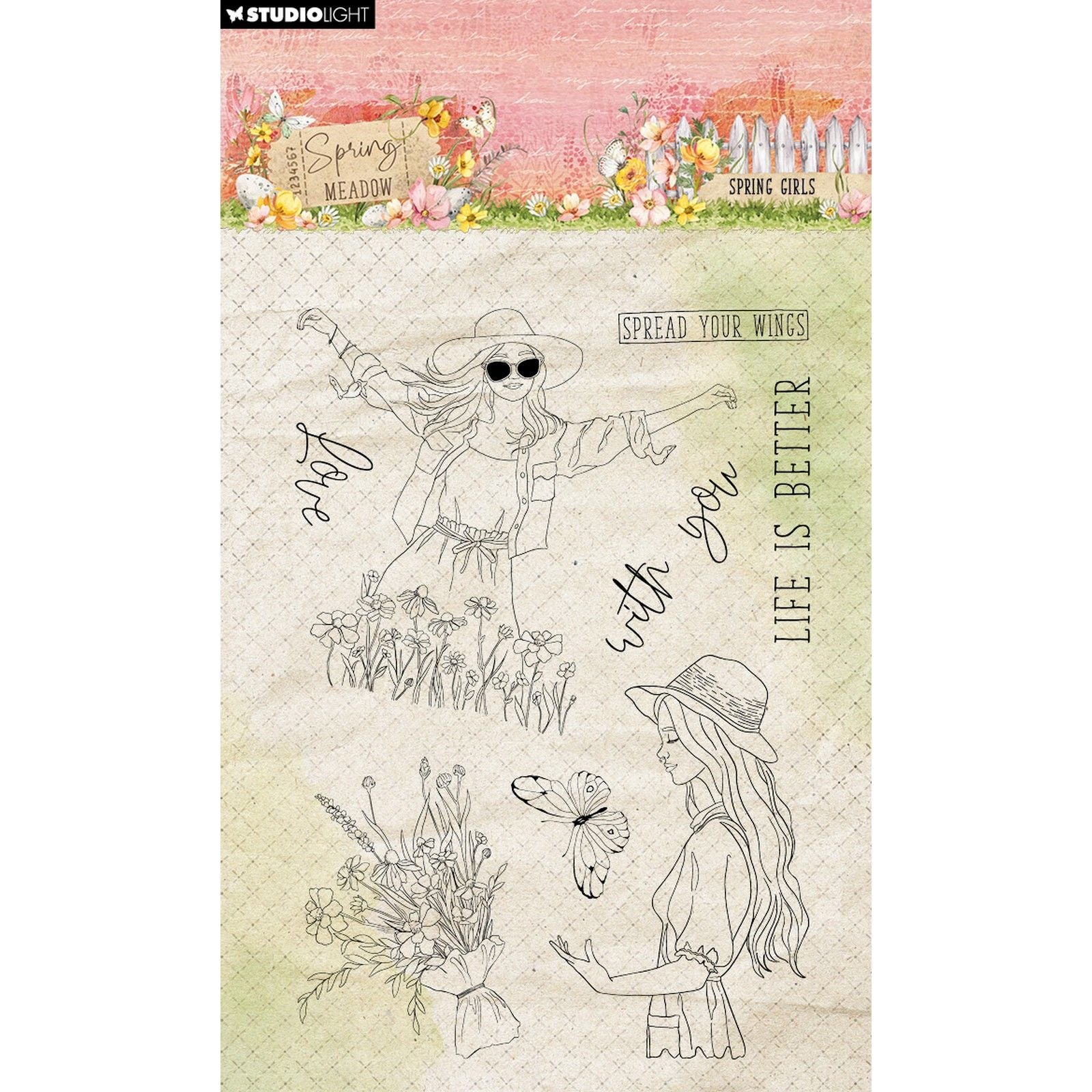Studio light • spring meadow clear stamp spring girls