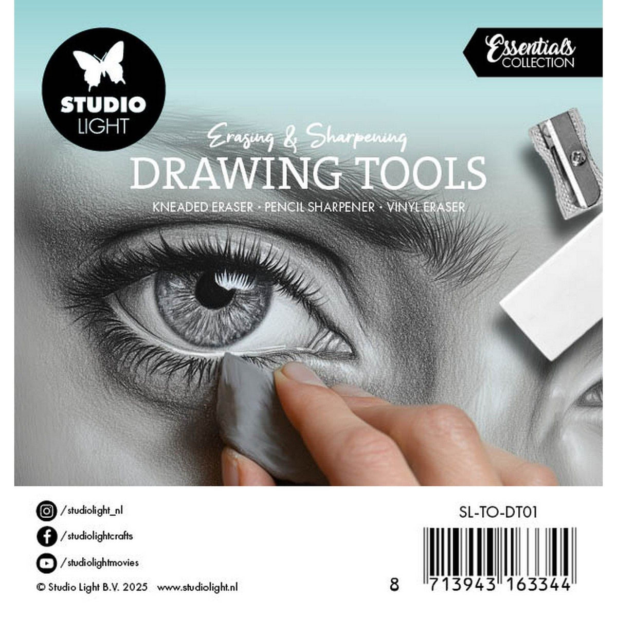 Studio light • essentials drawing tools kneaded vinyl eraser, sharpener