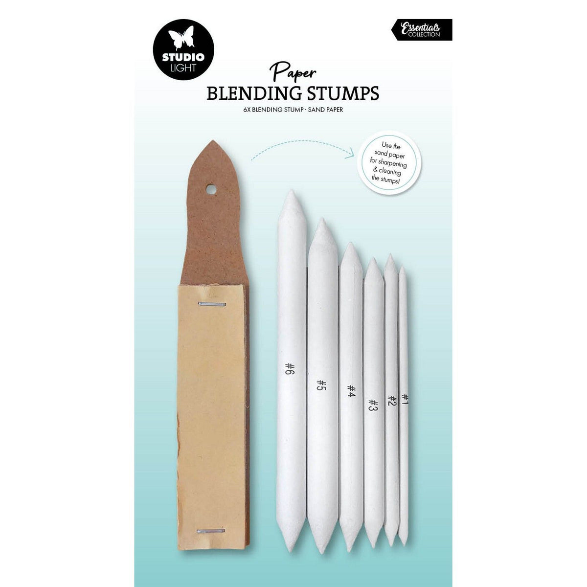 Studio light • essentials drawing tools paper blending stumps sand paper