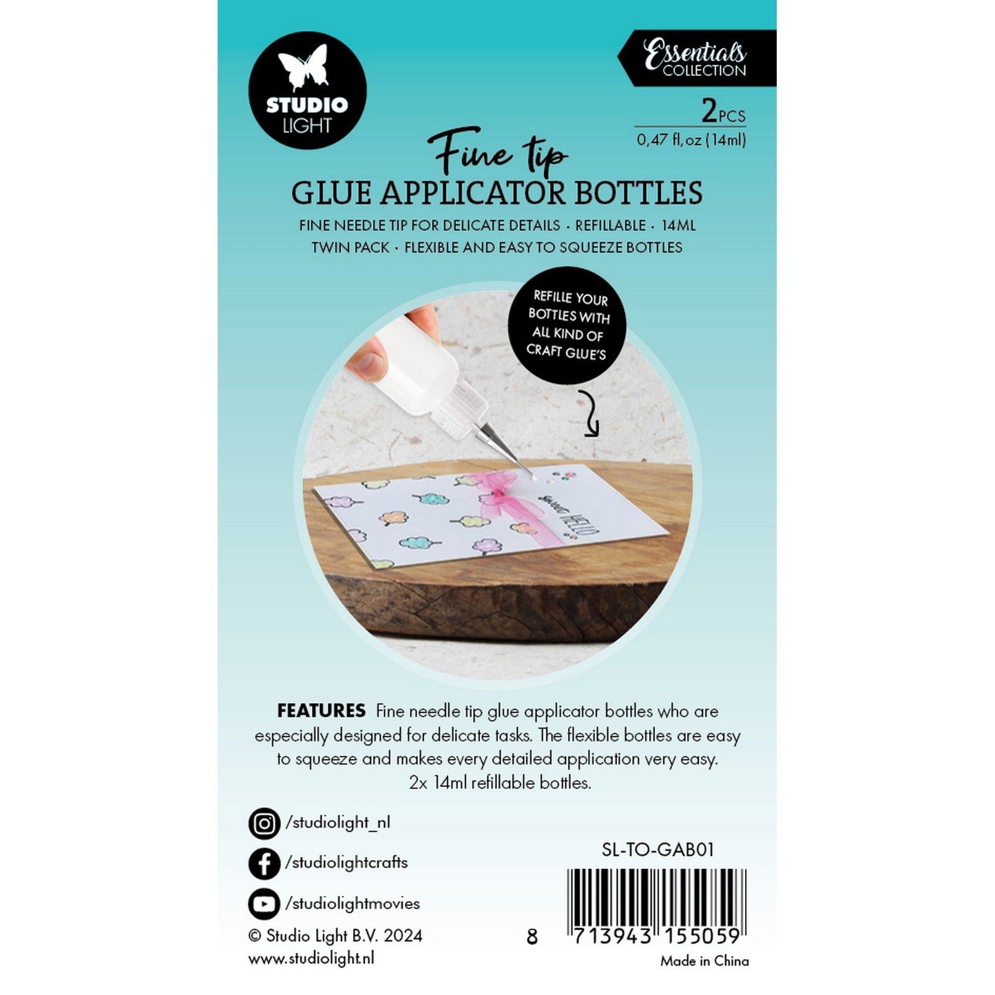 Studio light • essentials glue application bottles ultra fine tip 14ml
