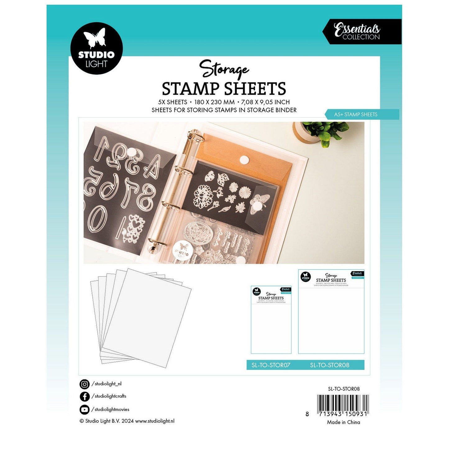 Studio light • essentials storage stamp sheets a5 5pcs