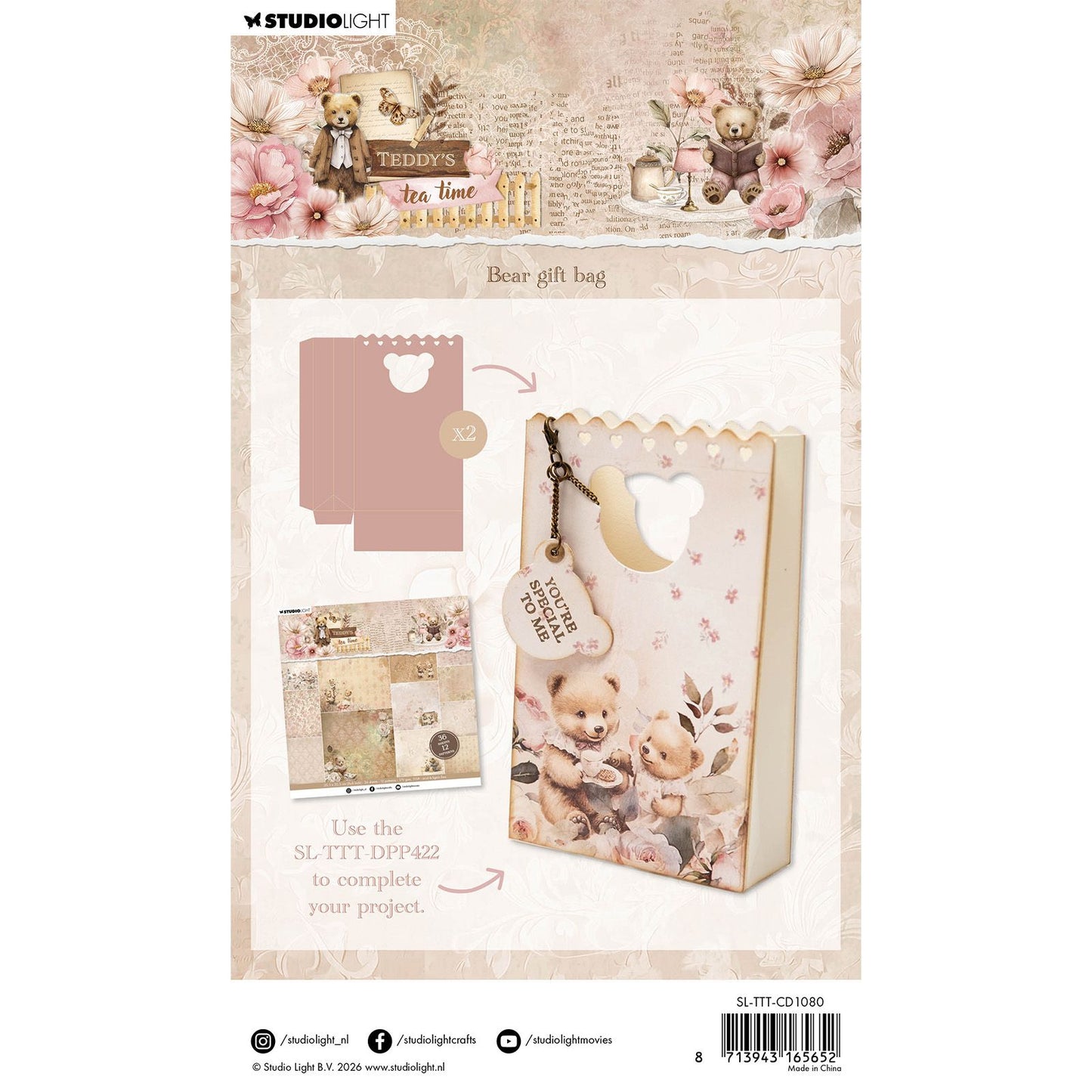 Studio light • teddy's tea time cutting die bear gift bag
