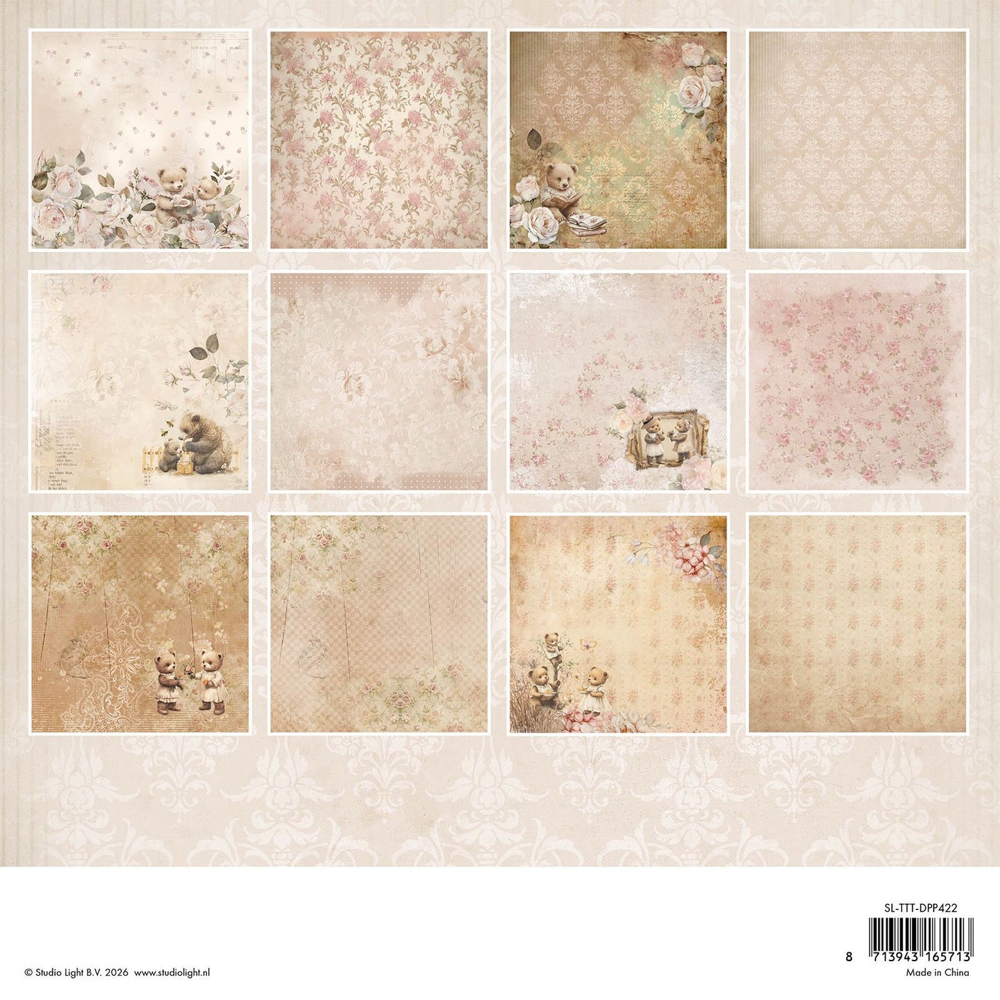 Studio light • teddy's tea time design paper pad 12 patterns