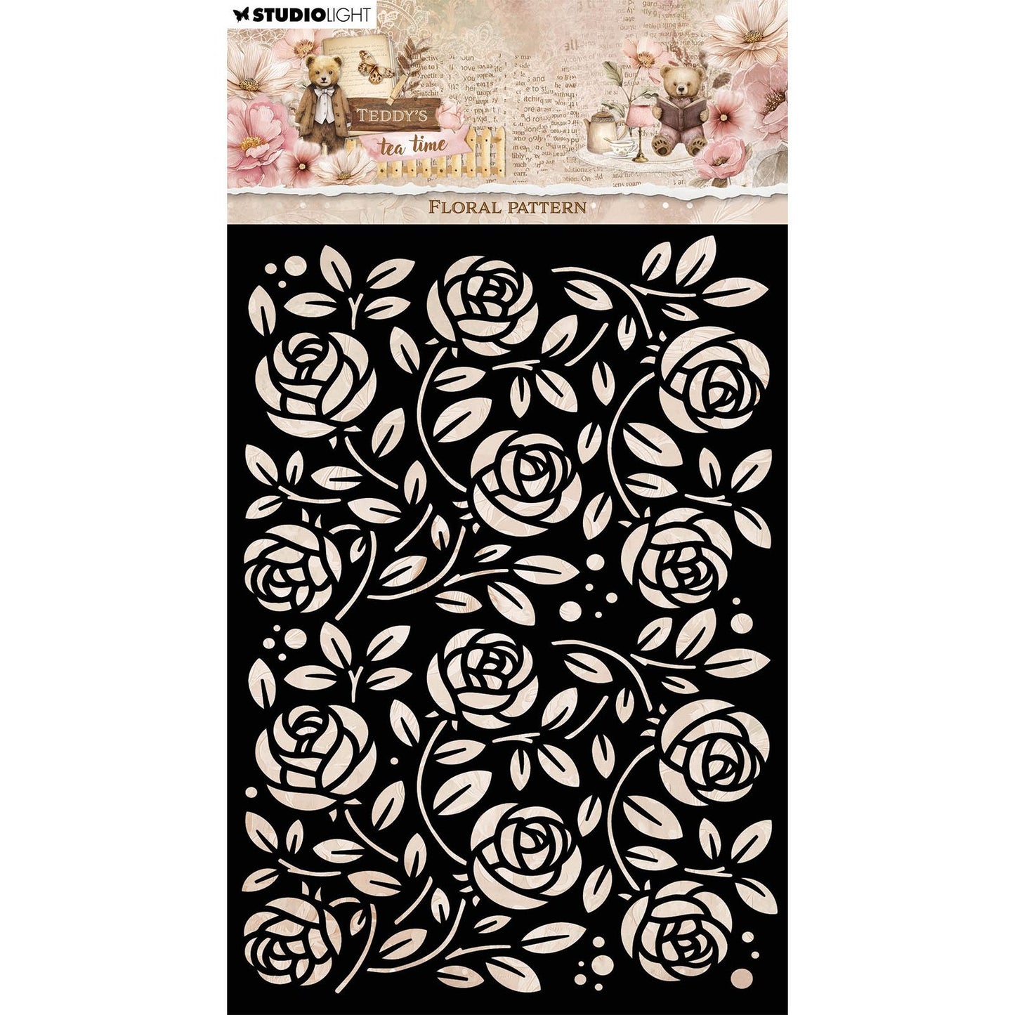 Studio light • teddy's tea time mask stencil floral pattern