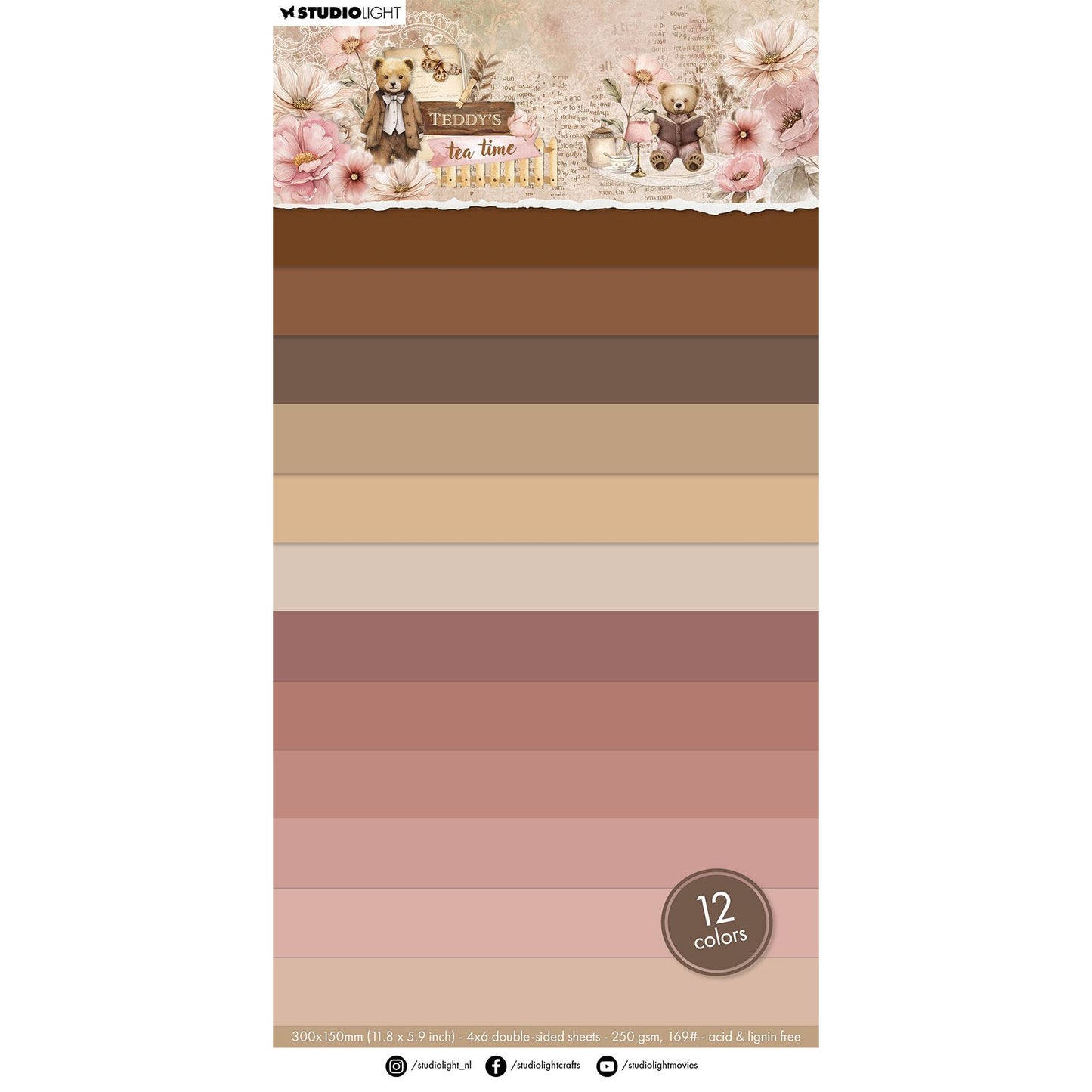 Studio light • teddy's tea time uni paper pad 12 colors