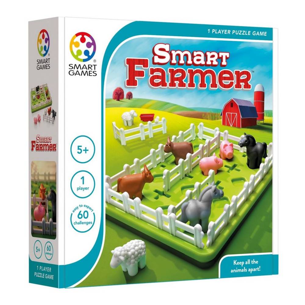 Smartgames smart games - smart farmer, houd alle dieren in een aparte wei