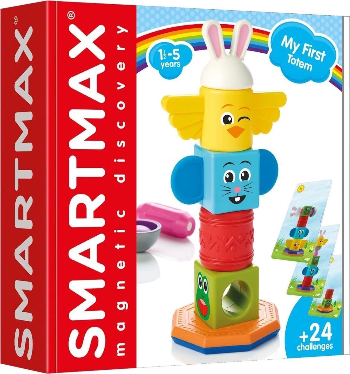 Smartmax my first totem - magnetisch sensorisch speelgoed - 8-delige stapelset met geluid en textuur - educatief speelgoed voor peuters - vanaf 1 jaar