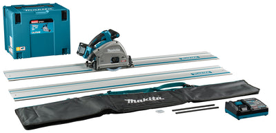 Makita sp001gm103 | 40 v max invalcirkelzaag | 165 mm | 4,0 ah accu | snellader | in mbox | met aws zender | geleiderail (2 st) | 1500 mm | koppelstripset en tas sp001gm103
