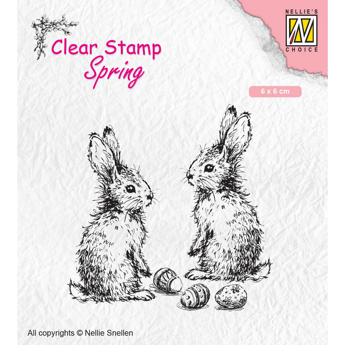 Nellie's choice • spring clear stempels two hares 60x60mm