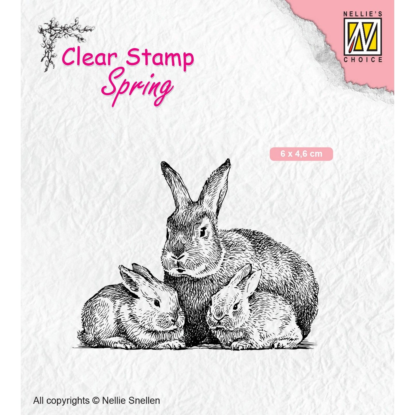 Nellie's choice • spring clear stempels rabbit family 60x45mm