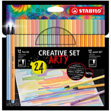 Stabilo arty creative set pen 68 point 88 etui a 24 kleuren, 12 viltstiften en 12 fineliners - afbeelding 1