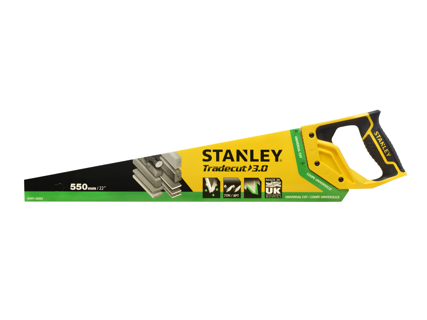 Stanley handgereedschap stht1-20352 houtzaag tradecut universal 550mm 7tpi - stht1-20352