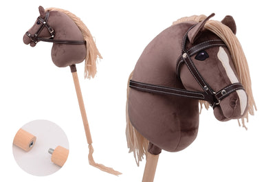 Johntoy stokpaard kort met staart holly horse deluxe donkerbruin