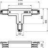 Enzo t-stuk links vast 90gr tbv. rail 3-fasen zwart - 5050055