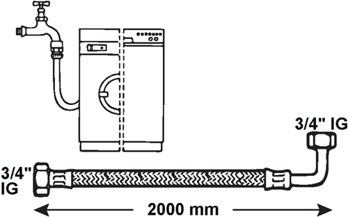 Cornat wasmachine-toevoerslang 2m00 rvs - t357215