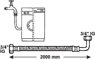 Cornat wasmachine-toevoerslang 2m00 rvs - t357215