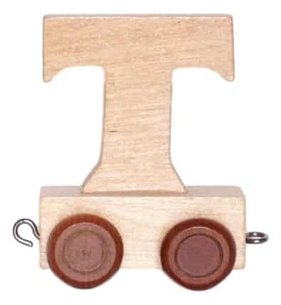 houten letter t met wieltjes 6 cm hoog