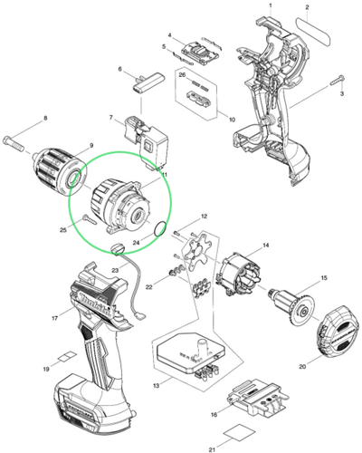 Makita accessoires tandwielset ddf487 a