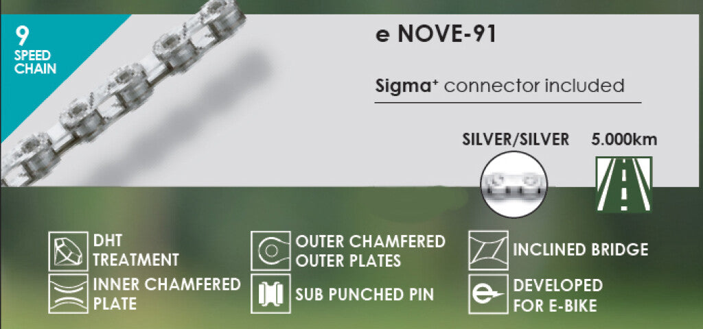 Taya ketting nove-91 1 2x5 64x136 e-bike, 9 speed, zilver