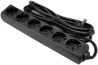 Enzo tcd ra 6-voudig 3m snoer zwart - 6672631
