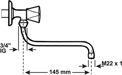 Cornat zwenkuitloop wandkraan s-vorm 150mm - tec351001