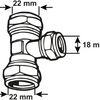 Cornat knelkoppeling ms t-stuk 22x18x22mm - tec583691