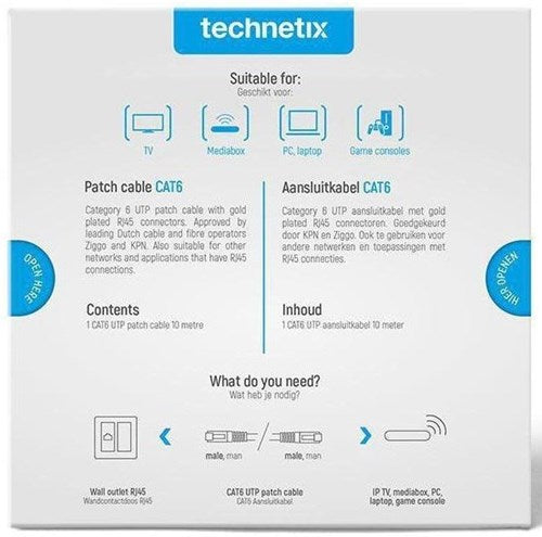 Enzo technetix patchkabel utp cat6 10m wit - 2077020