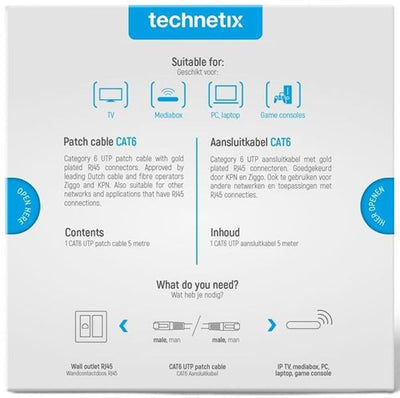 Enzo technetix patchkabel utp cat6 5m wit - 2077010