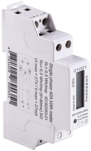 Enzo thorgeon kwh meter 1-fase digitaal 40a + puls - 4518250